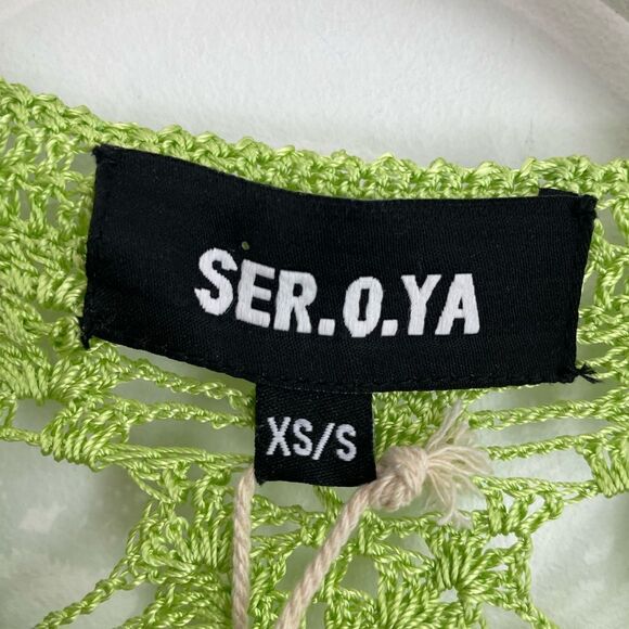 NWT $445 SER.O.YA Allison Crochet Cardigan in Lime - Picture 15 of 16